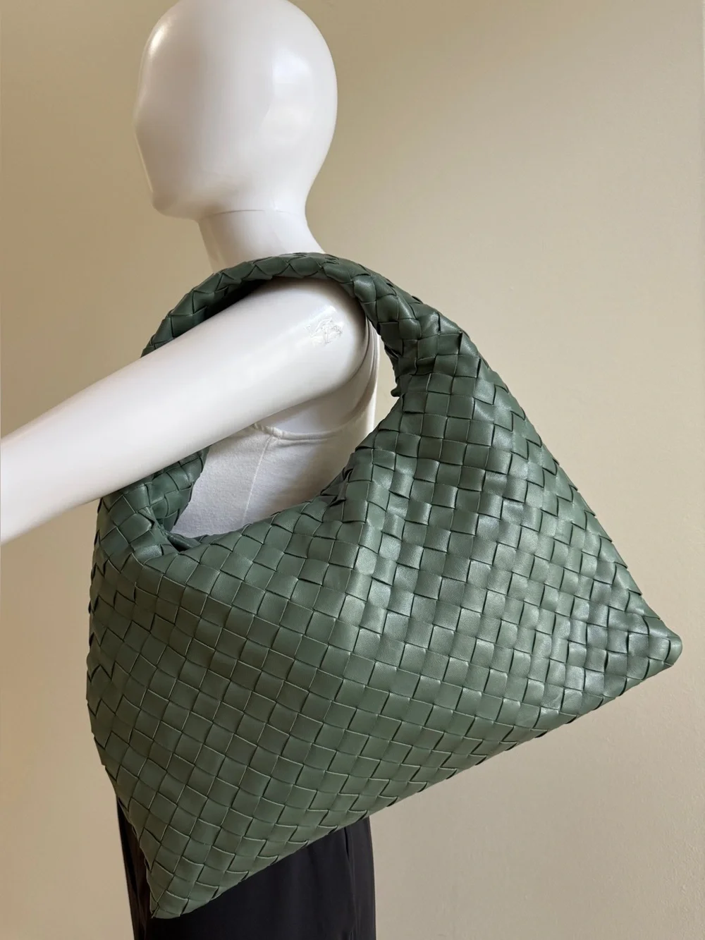 BOTTEGA VENETA Small Hop Nappa Intrecciato Leather Handbag Bag, Aloe Green